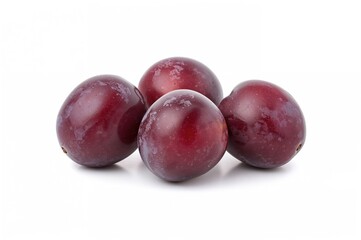 Obraz premium Juicy plum fruits displayed against a white background