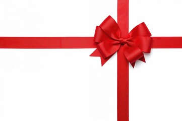Isolated red bow made of ribbon on a white backdrop