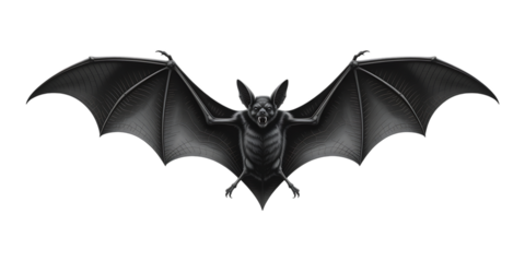 Fierce bat with wings spread wide, sharp fangs bared, ready to take flight in the night