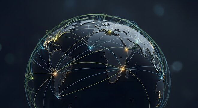 Global Network Connections Digital Earth Concept Business Technology