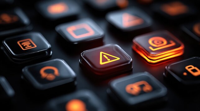 mobile notification and alert interface with financial and communication warning icons in digital risk environment