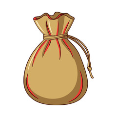 Dhanteras gold string bag Cartoon Sack-Beige-Red Trim