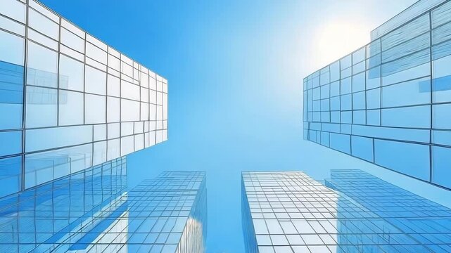 Zooming in on architectural beauty under a bright sky in the cityscape