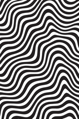 Abstract black and white wavy lines creating a mesmerizing optical illusion pattern with a sense of movement and depth
