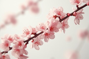 Obraz premium White Background with Blooming Plum Flowers