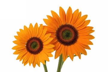 Fototapeta premium Bright orange sunflowers in a duo