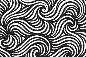 Abstract black and white swirling lines pattern creating a dynamic organic flowing wave texture background