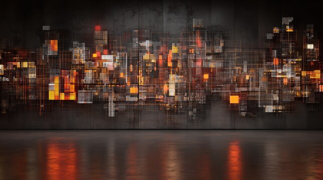 abstract digital data wall display