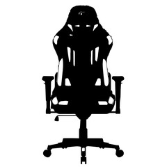 Silhouette of a Modern Ergonomic Gaming Chair with Armrests and Wheels.