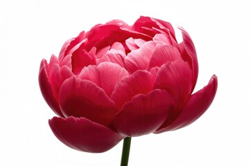 Isolated red peony blossom on a white backdrop