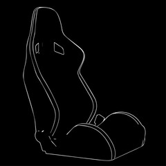 Sleek White Outline of a Racing Car Seat with Detailed Contours.