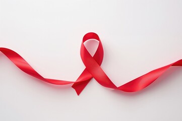 White backdrop with a bright red awareness ribbon