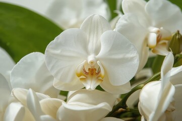 Fototapeta premium Delicate orchid petals creating a soothing spa backdrop