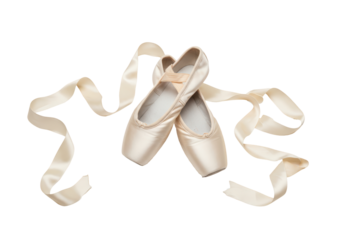 Isolated Ballet Shoes with Ribbons in the Studio for a Dancer's Performance Practice