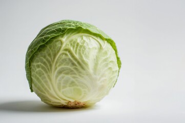 Fototapeta premium Photo of a cabbage placed on a plain white surface with an isolated concept