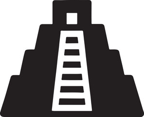Mayan pyramid glyph silhouette, ancient architecture vector EPS, cultural heritage icon for download