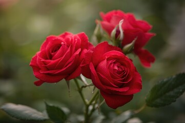Ornamental red roses cultivated in garden settings