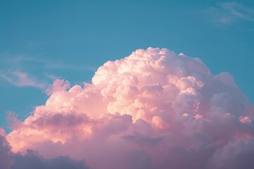 Blue Sky with Fluffy Pink Cotton Candy Clouds