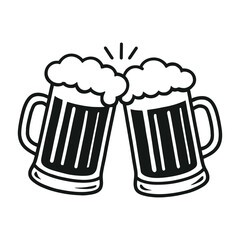 Beer Mugs Toasting Celebration Silhouette. Beer Mugs Toasting silhouette illustration..