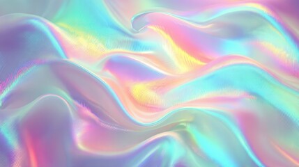 Obraz premium futuristic holographic gradient background with iridescent pastel waves embodying a soft vaporwave aesthetic