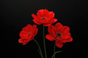 Vivid red blossoms captured against a dark background, perfect for use as a backdrop.