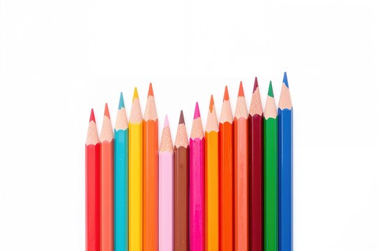 Colored pencils on a clean white surface