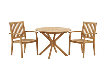 Isolated Teak Outdoor Furniture Round Table and Chairs for Backyard Patio Deck Set