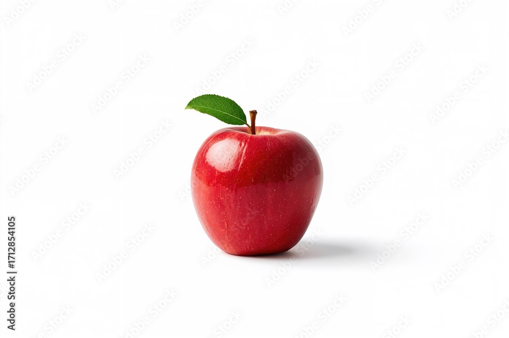 Wall mural isolated red apple with clipping path on a white backdrop, full depth of field