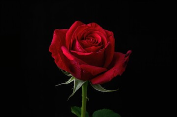Crimson flower against a dark background