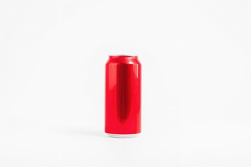 Obraz premium Isolated Red Beverage Can on a White Surface