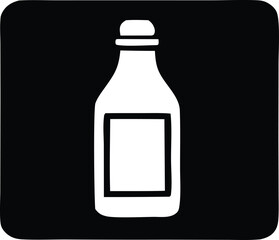 Simple white bottle silhouette icon with label space graphic representation for beverage or liquid product branding design element