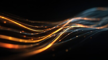 bright strands of electric energy weave through a dark background creating an abstract visual of digital connections and dynamic movement the glowing lines pulse with vibrant intensity