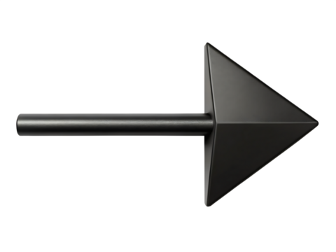 Arrow pointing right with thick shaft isolated on a transparent background pointer