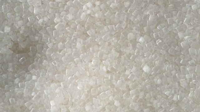 Macro video of sugar particles. close up texture of white sugar.