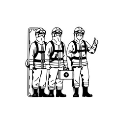 Three Medical Professionals in Protective Hazmat Suits Ready for Action Thumbs Up.