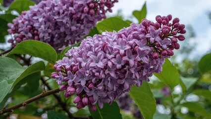 Vibrant purple blossoms on a shrub branch