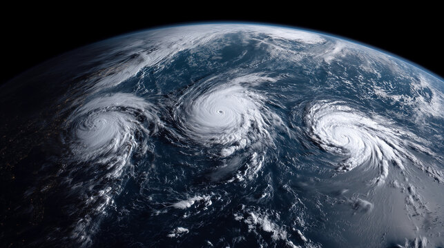 Hurricane formation and impact analysis earth's atmosphere scientific image outer space aerial view climate study