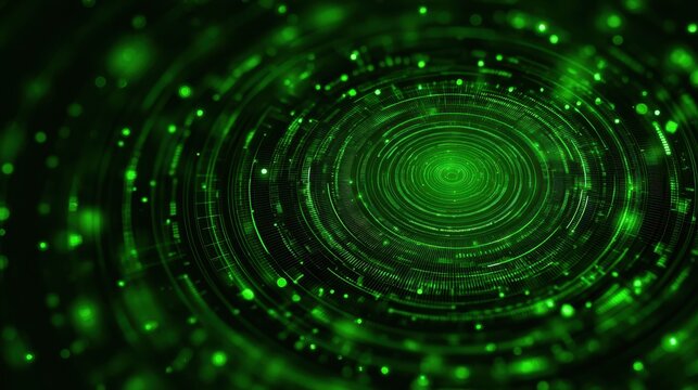 a mesmerizing green digital background featuring glowing circular patterns perfect for techrelated themes and modern design - Powered by Adobe