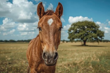 Fototapeta premium Close-up of a lovely youthful dark horse