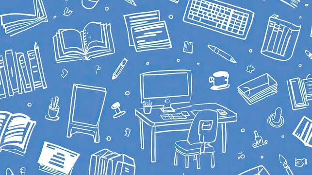 White outline workspace pattern design - Powered by Adobe