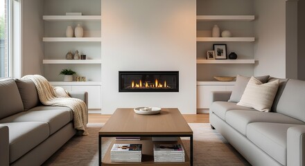 Modern Living Room With Fireplace and Shelving 52dedf550c1c7df9c104a59e65ac204fdr image
