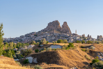 Fototapeta premium Volcanic rock formations landscape in Cappadocia, place of residence of ancient Christians
