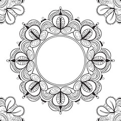 Mandala Floral Frame Silhouette Vector, Decorative Circular Ornament Border for Invitations, Cards, and Decorative Artwork