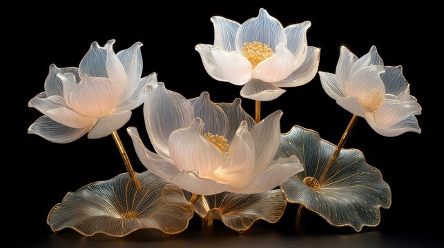 Elegant glass lotus flower art decor