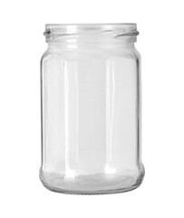 Empty clear glass jar with transparent background