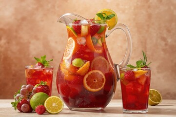 Fruity chilled sangria punch