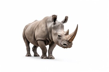 Fototapeta premium Rhinoceros on a clean white backdrop with clipping path