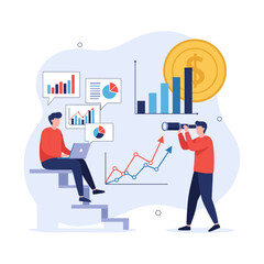 Business analytics and financial growth strategy illustration.