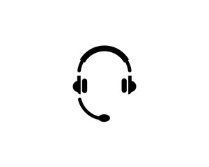 Headset icon, Support Headphone. Flat Vector Icon illustration. Simple black symbol on white background. Headset, Support Headphone sign design template for web and mobile UI element
