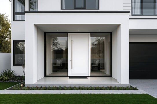 Contemporary white entrance door